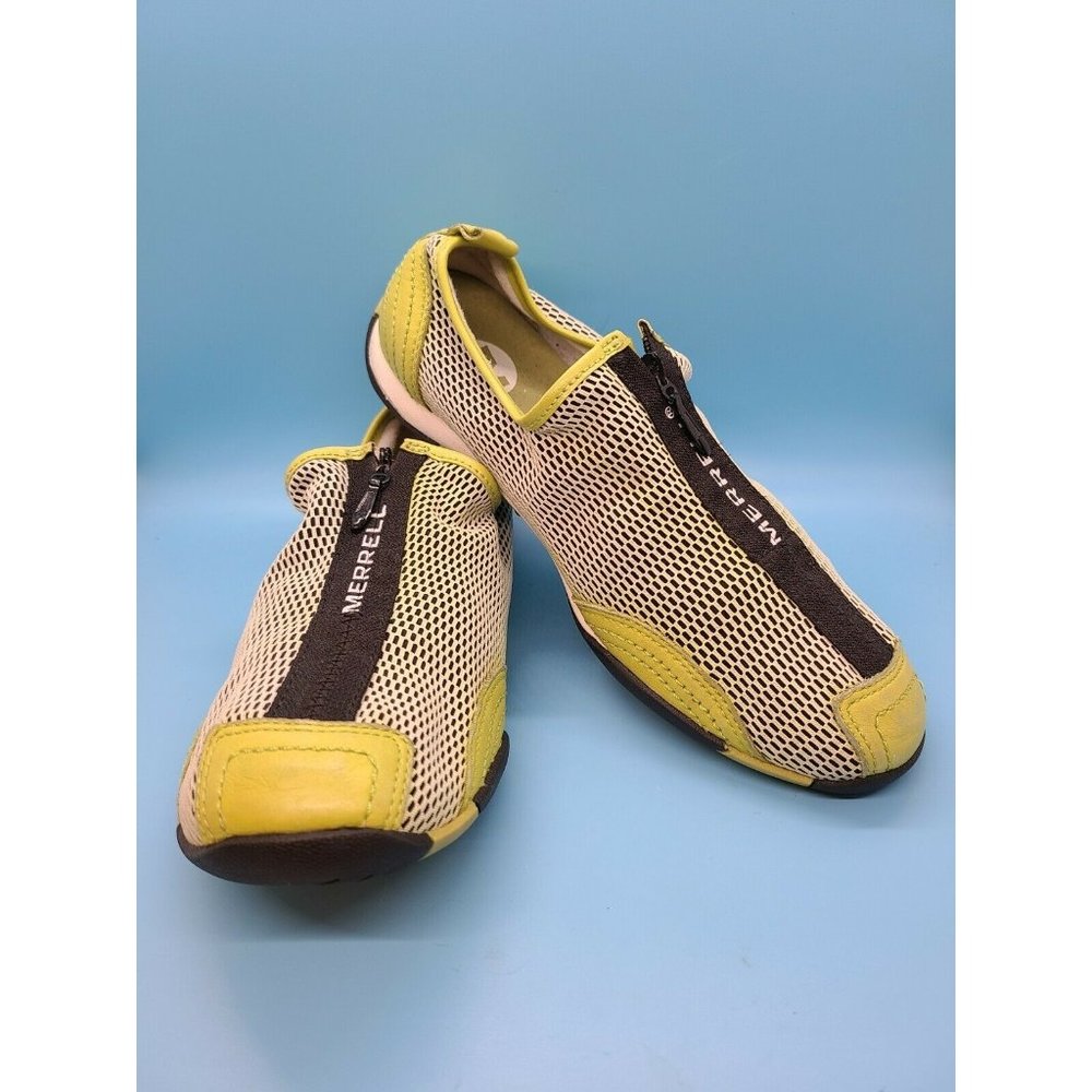 Merrell Barrado White Green Black Mesh Zip Top Athletic Shoes Womens 8